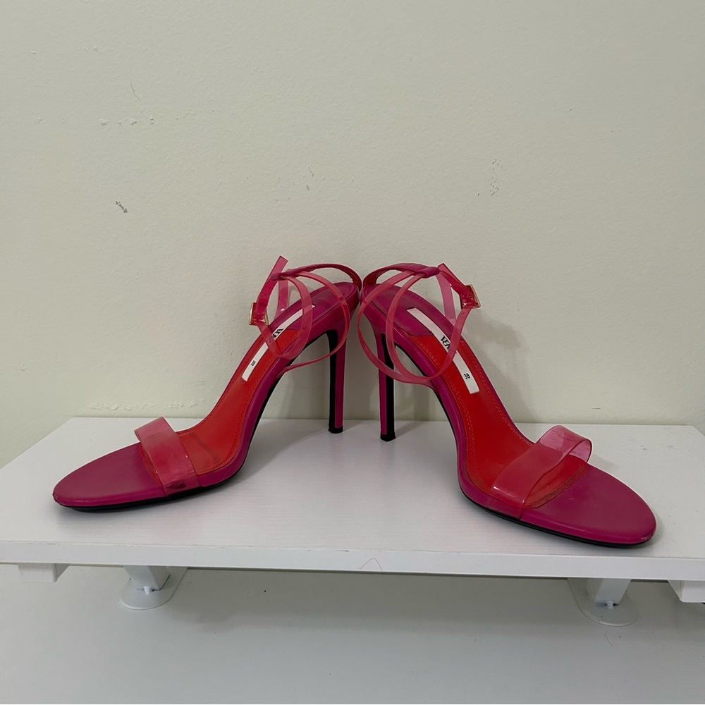 Zara | Women’s Fuchsia Hot Pink Strappy Heels Size 38